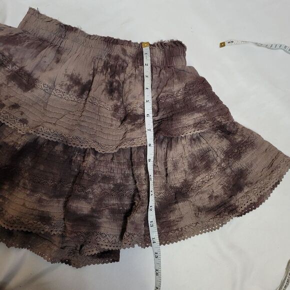 NEW AERIE brown tie dye tiered rock n ruffle pull on mini‎ skirt M - Picture 10 of 10